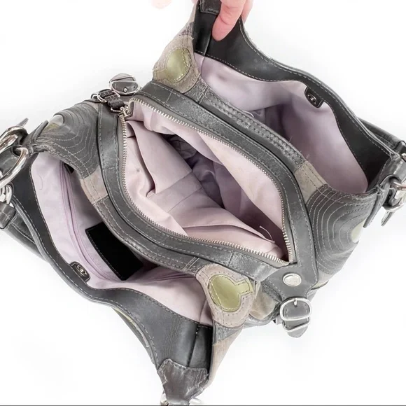 Coach Mia Inlaid C Maggie Leather & Suede Hobo Shoulder Bag, Gray/Silver/Lilac - Picture 7 of 17
